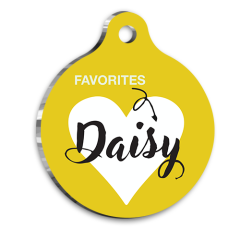 Sarı Kalp Kedi Köpek Künyesi Small 2,5 cm