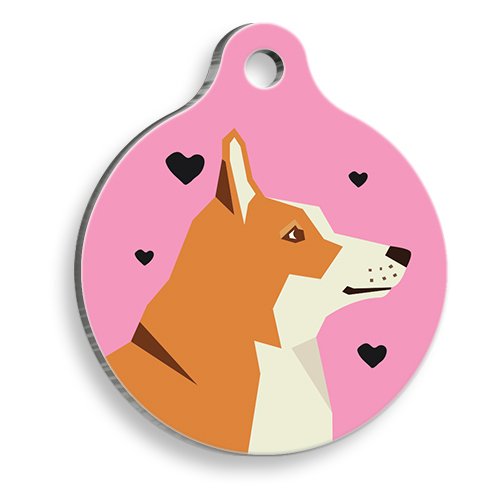 Pembe Akita Yuvarlak Köpek Künyesi Large 3,8 cm