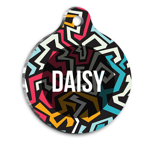 Neon Çizgiler Kedi Köpek Künyesi Small 2,5 cm