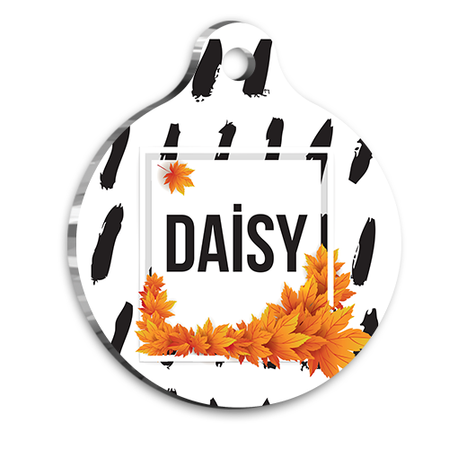 Sonbahar Yaprakları Desenli Kedi Köpek Künyesi Medium 3 cm