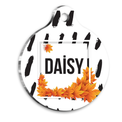 Sonbahar Yaprakları Desenli Kedi Köpek Künyesi Medium 3 cm