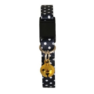 Güvenlik Kilitli  Ayarlanabilir Mavi Beyaz Puantiyeli Yumuşak Doku Kedi Boyun Tasması 22-30 cm