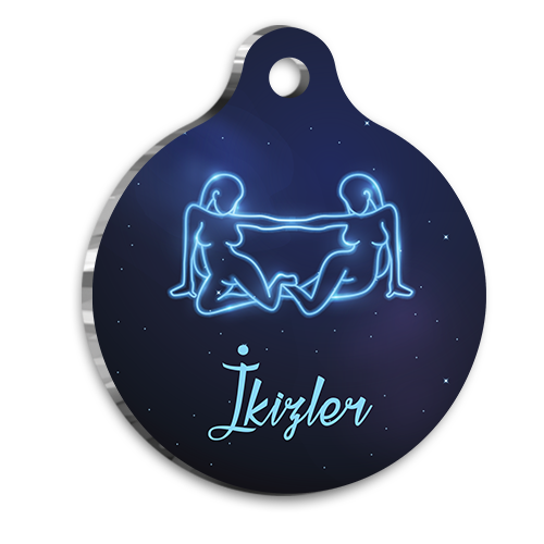 İkizler Burcu Kedi Köpek Künyesi Small 2 x 3,5 cm