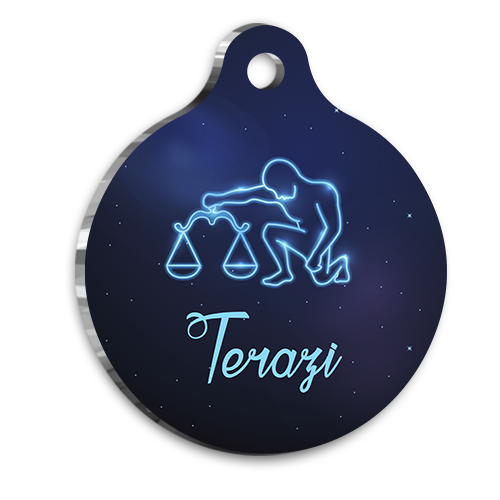 Terazi Burcu Kedi köpek Künyesi Large 2,9 x 5 cm