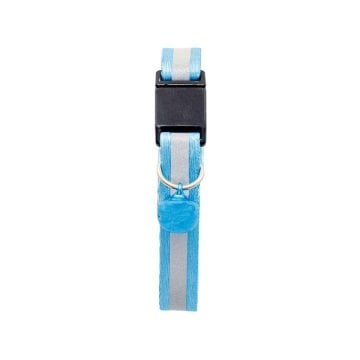 Güvenlik Kilitli Reflektörlü Ayarlanabilir Mavi Kedi Boyun Tasması 22-30 cm
