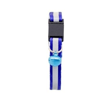 Güvenlik Kilitli Reflektörlü Ayarlanabilir Lacivert Kedi Boyun Tasması 22-30 cm