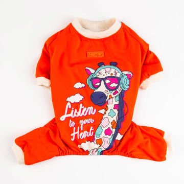 PawStar Turuncu Giraffle Büyük Irk Pijama Tulum