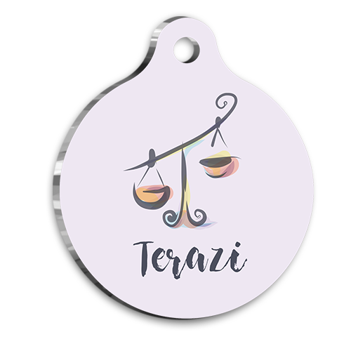 Terazi Burcu Kedi köpek Künyesi Small 2 x 3,5 cm