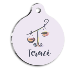 Terazi Burcu Kedi köpek Künyesi Large 2,9 x 5 cm