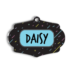 Renkli Çizgiler Kedi Köpek Künyesi Small 3,7 x 2,66 cm