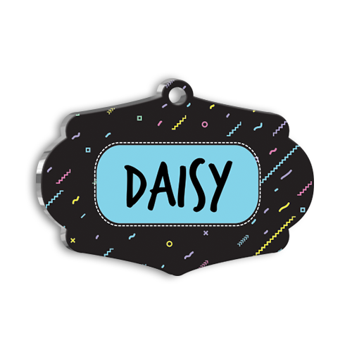 Renkli Çizgiler Kedi Köpek Künyesi Large 4,7 x 3,38 cm