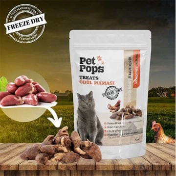 Pet Pops Freeze Dry Tavuk Yüreği Kedi Ödülü 40 Gr