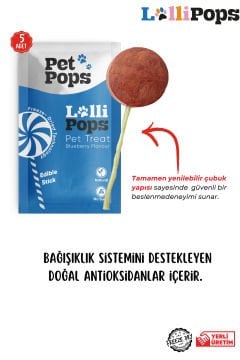 Pet Pops Freeze Dry Lolipop Yaban Mersinli, Kefirli ve Kabaklı Kedi Ödülü 15 li Karışık Paket