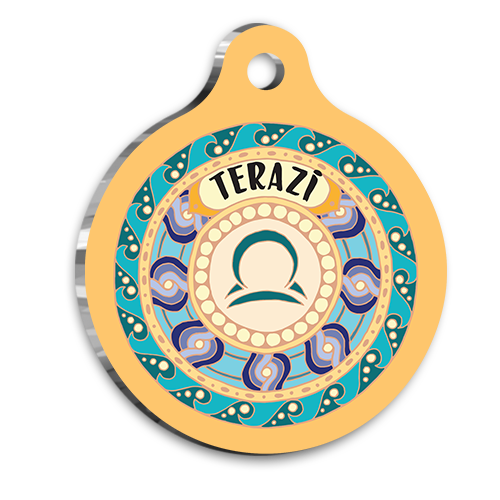 Terazi Burcu Kedi köpek Künyesi Large 2,9 x 5 cm