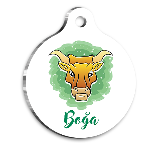 Boğa Burcu Kedi Köpek Künyesi Small 2 x 3,5 cm