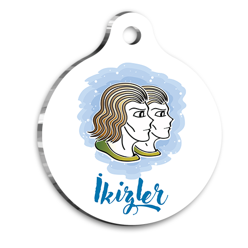 İkizler Burcu Kedi Köpek Künyesi Small 2 x 3,5 cm