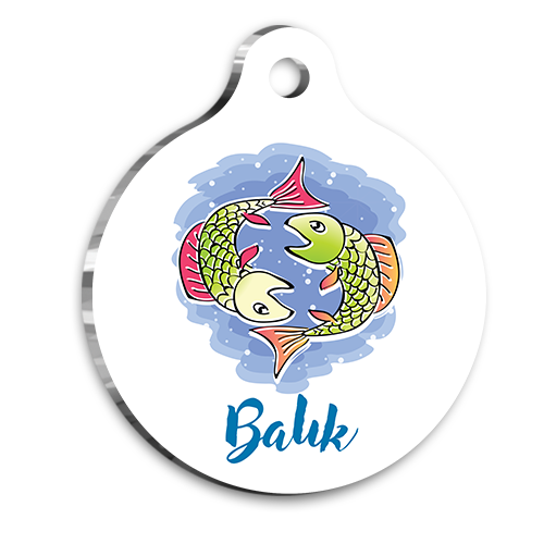 Balık Burcu Kedi köpek Künyesi Large 2,9 x 5 cm