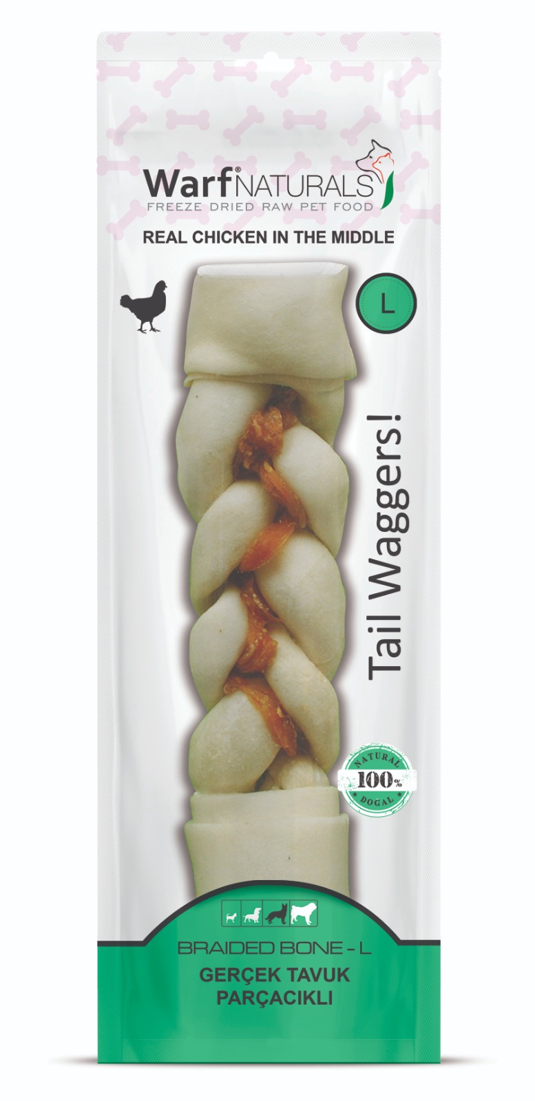 WarfNaturals Tavuklu Örgü Kemik 20  CM - 1' Lİ 115 gr