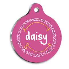 Pembe Desenli Kedi Köpek Künyesi Small 2,5 cm