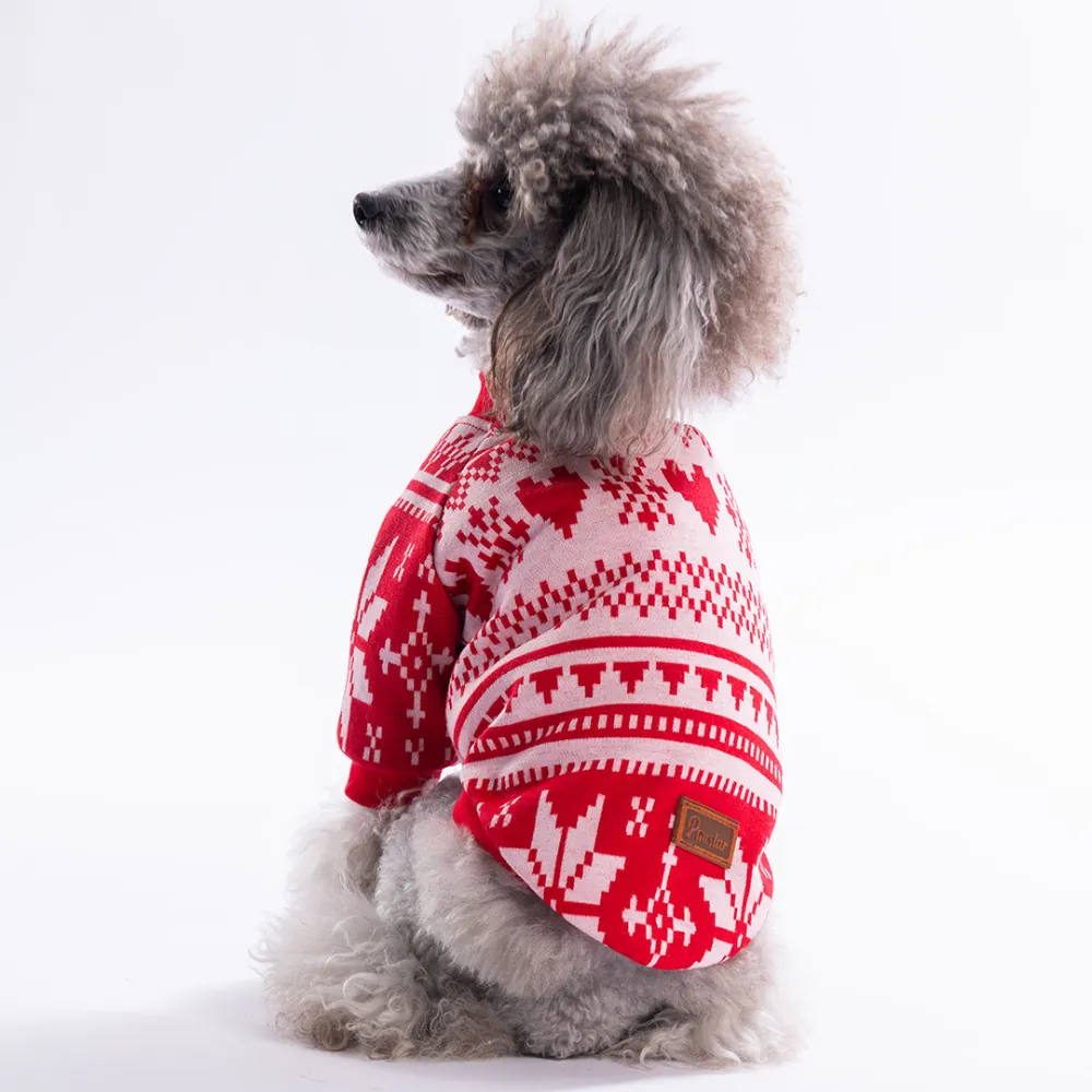 PawStar 25729- Kırmızı Nordic Winter-Snowflake Sweat