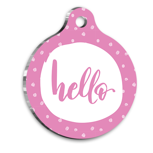 Pembe Hello Pet Tag Large 3,8 cm