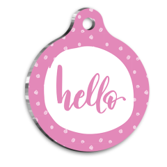 Pembe Hello Pet Tag Large 3,8 cm