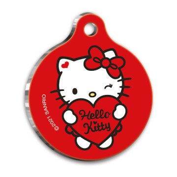 Hello Kitty Yuvarlak Kedi ve Köpek Künyesi Medium 3 cm