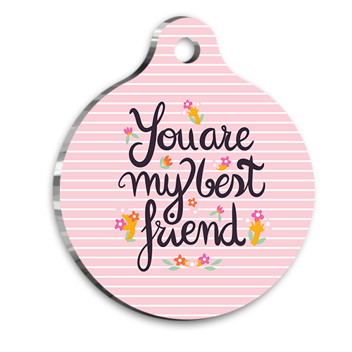 Pembe Best Friend Kedi Köpek Künyesi Medium 3 cm