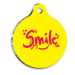 Sarı Smile Kedi Köpek Künyesi Small 2,5 cm