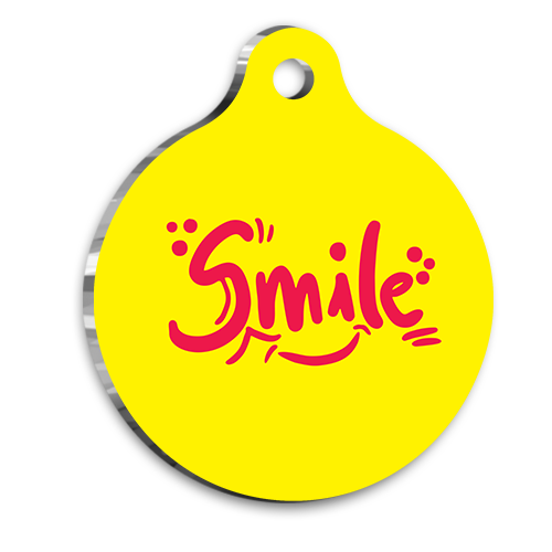 Sarı Smile Kedi Köpek Künyesi Medium 3 cm