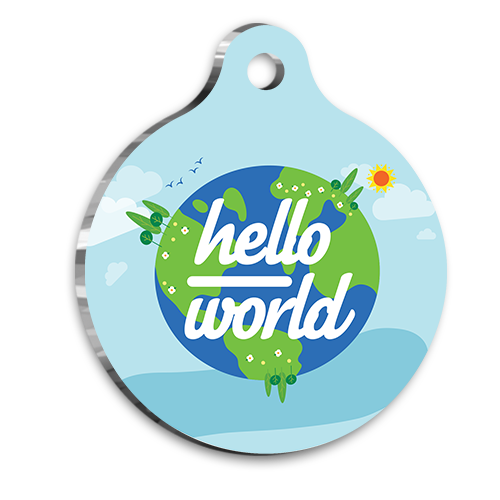 Hello World Kedi Köpek Künyesi Small 2,5 cm