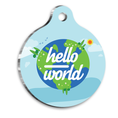 Hello World Kedi Köpek Künyesi Small 2,5 cm