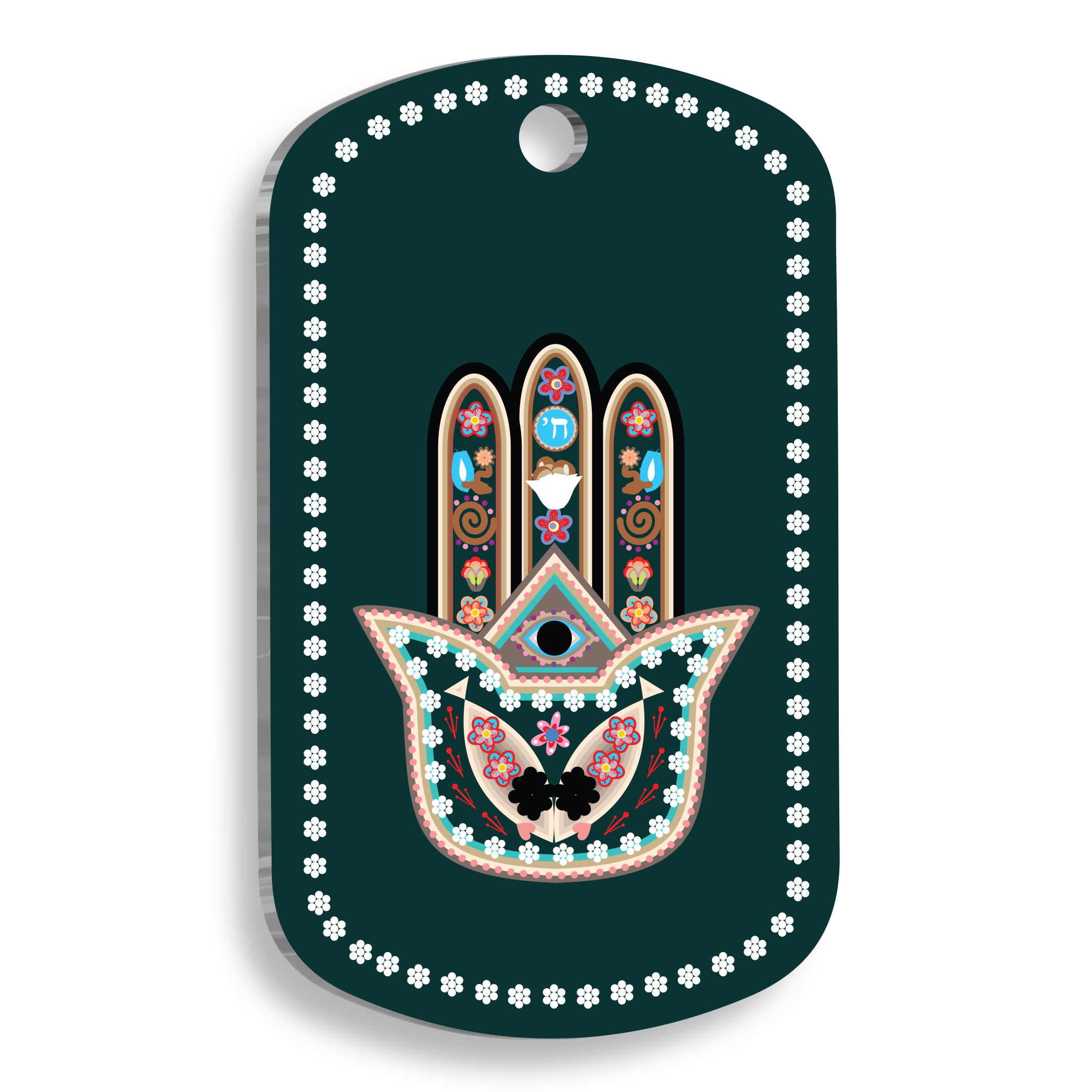 Siyah Fatmanın Eli, Abhaya Mudra Pet Tag Large 2,9 x 5 cm