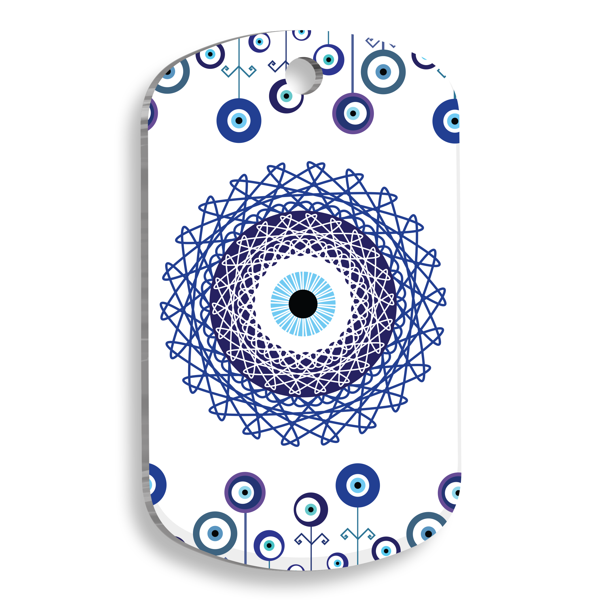 Nazar Boncuğu Mandala Pet Tag Small 2 x 3,5 cm