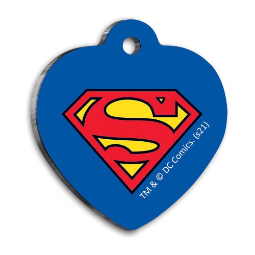 Superman Kalp Şekilli Kedi ve Köpek Künyesi Small 2,5 x 2,73 cm